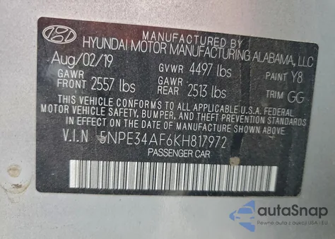 2019 Hyundai Sonata Limited from USA, damaged, VIN 5NPE34AF6KH817972